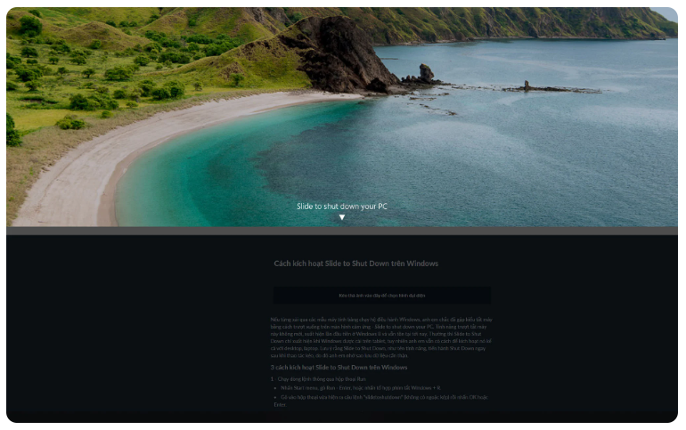 Cách kích hoạt Slide to Shut Down trên Windows